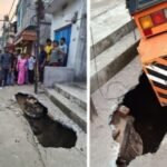 झरिया : जामाडोबा में मुख्य सड़क पर तीन साल में तीसरी बार धंसी जमीन, मचा हड़कंप